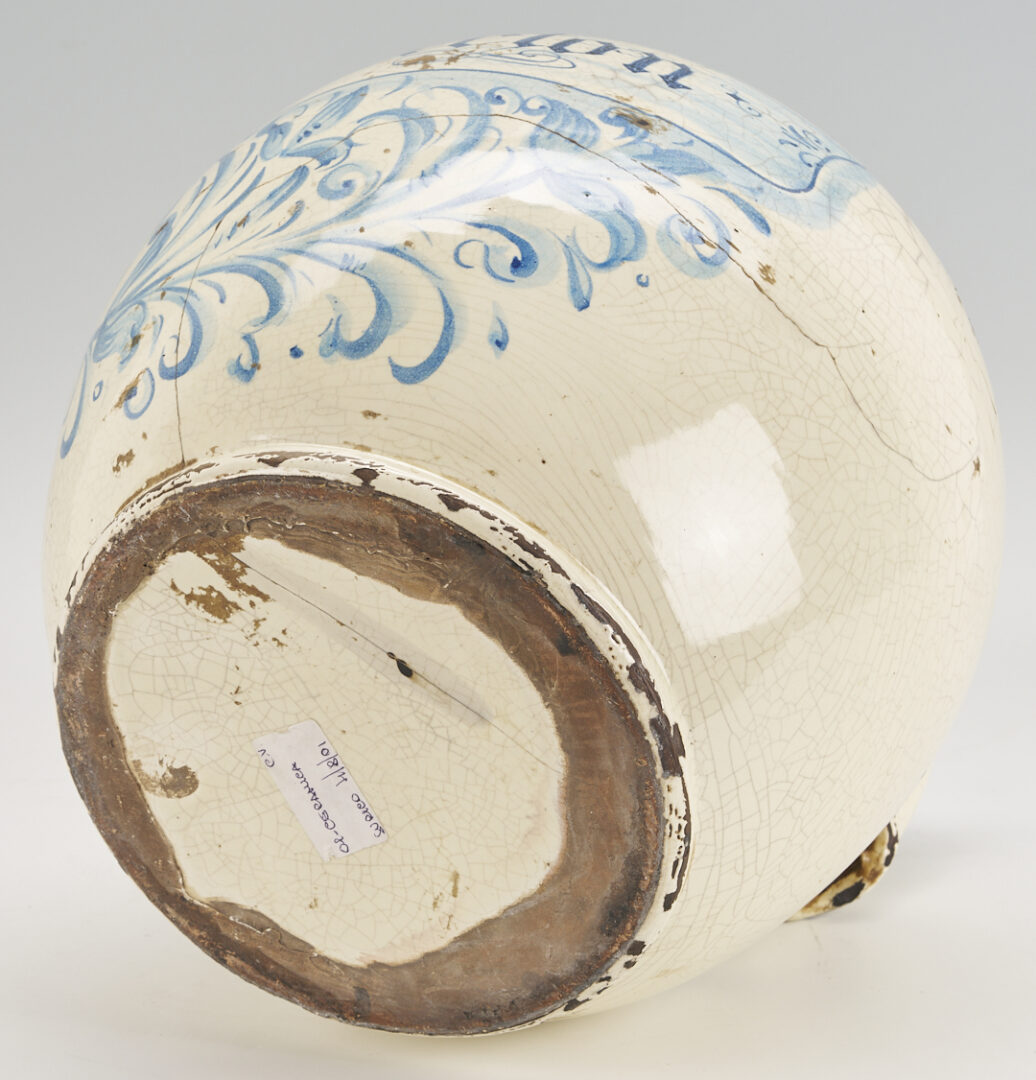 Lot 391: Italian Majolica Albarello or Pharmacy Jug, dated 1540