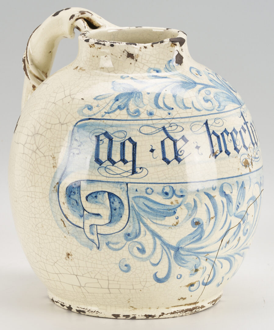 Lot 391: Italian Majolica Albarello or Pharmacy Jug, dated 1540