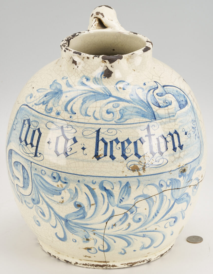 Lot 391: Italian Majolica Albarello or Pharmacy Jug, dated 1540