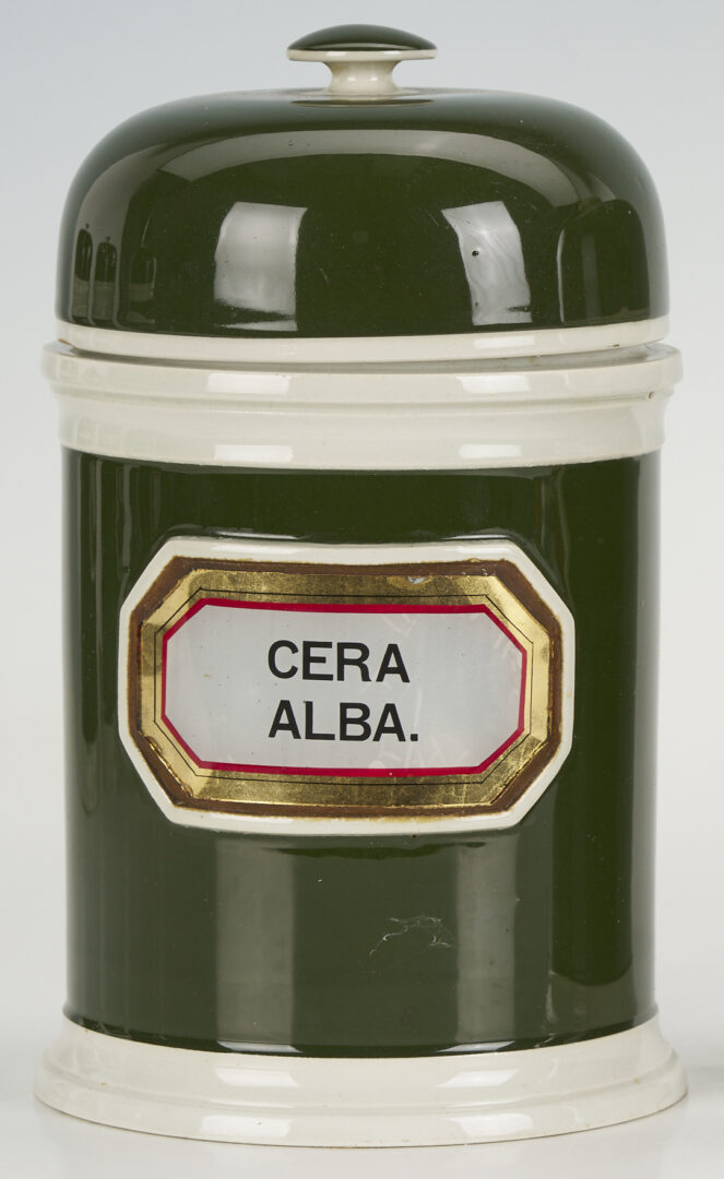 Lot 392: 11 Assembled English Green & Blue Apothecary Jars