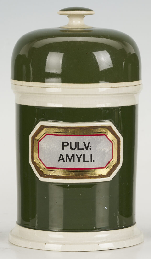 Lot 392: 11 Assembled English Green & Blue Apothecary Jars