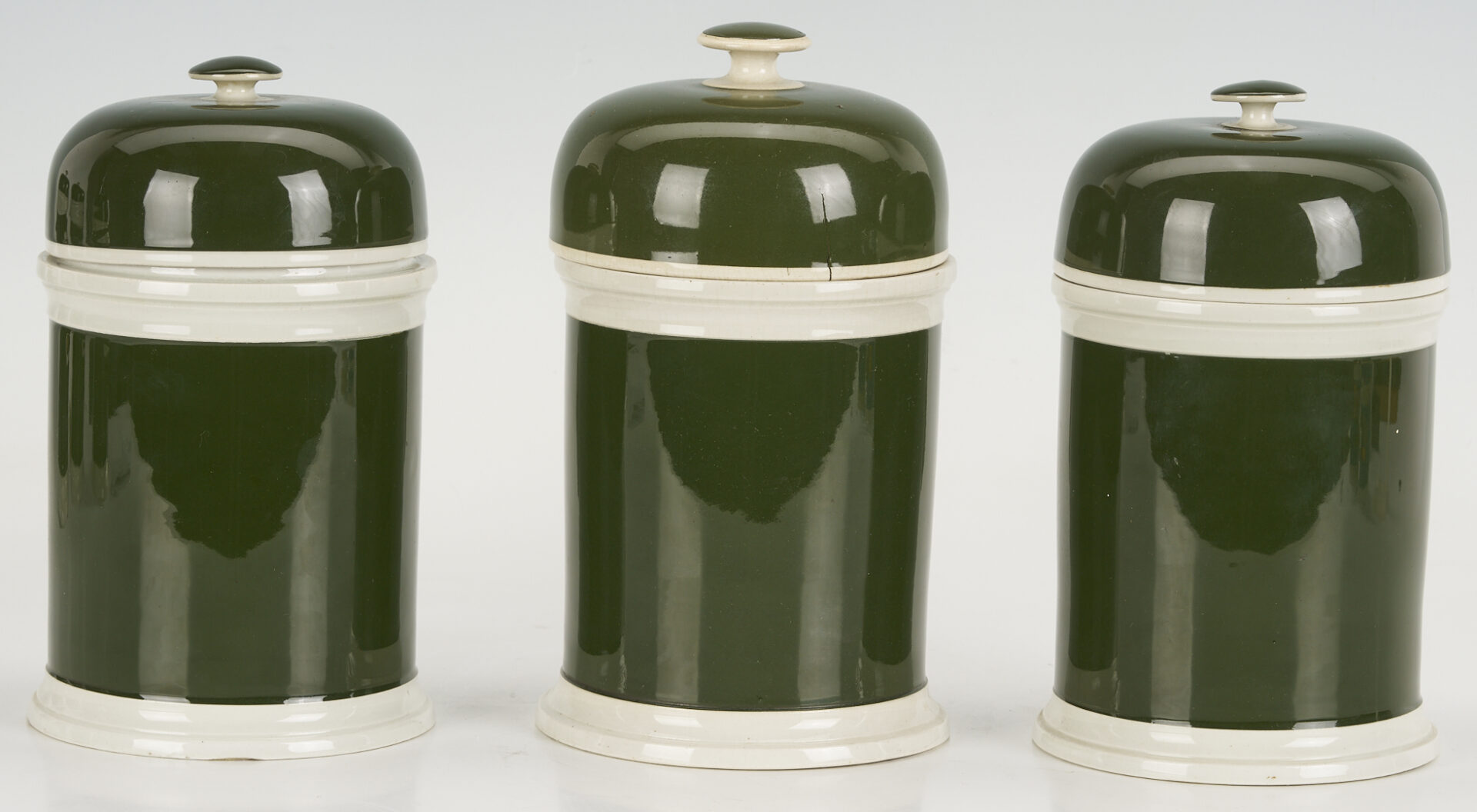 Lot 392: 11 Assembled English Green & Blue Apothecary Jars