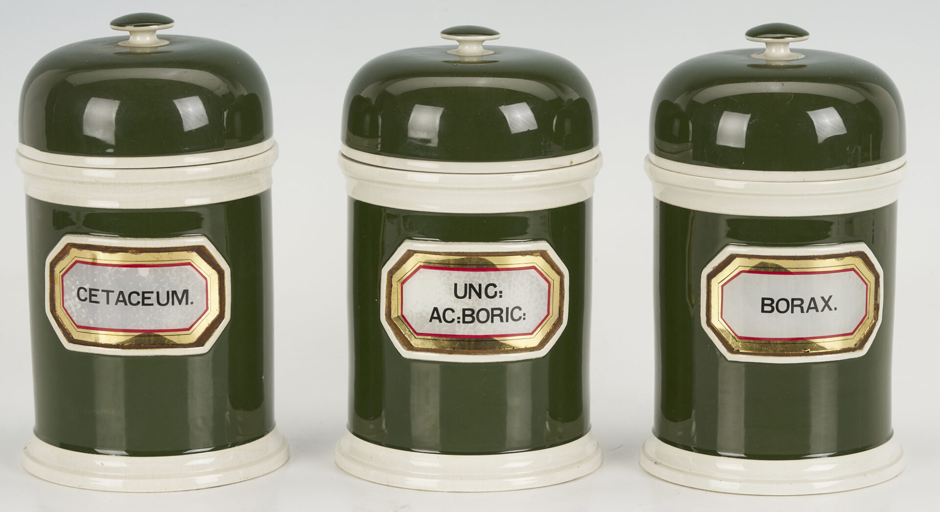 Lot 392: 11 Assembled English Green & Blue Apothecary Jars