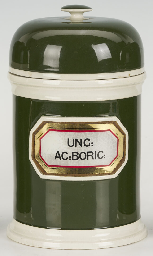 Lot 392: 11 Assembled English Green & Blue Apothecary Jars