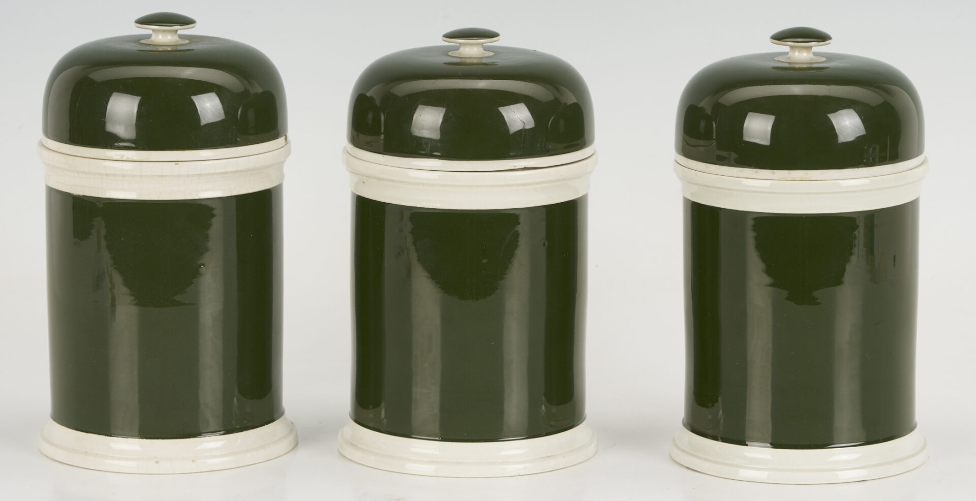 Lot 392: 11 Assembled English Green & Blue Apothecary Jars