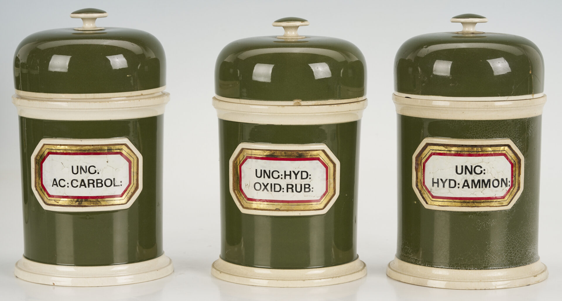 Lot 392: 11 Assembled English Green & Blue Apothecary Jars