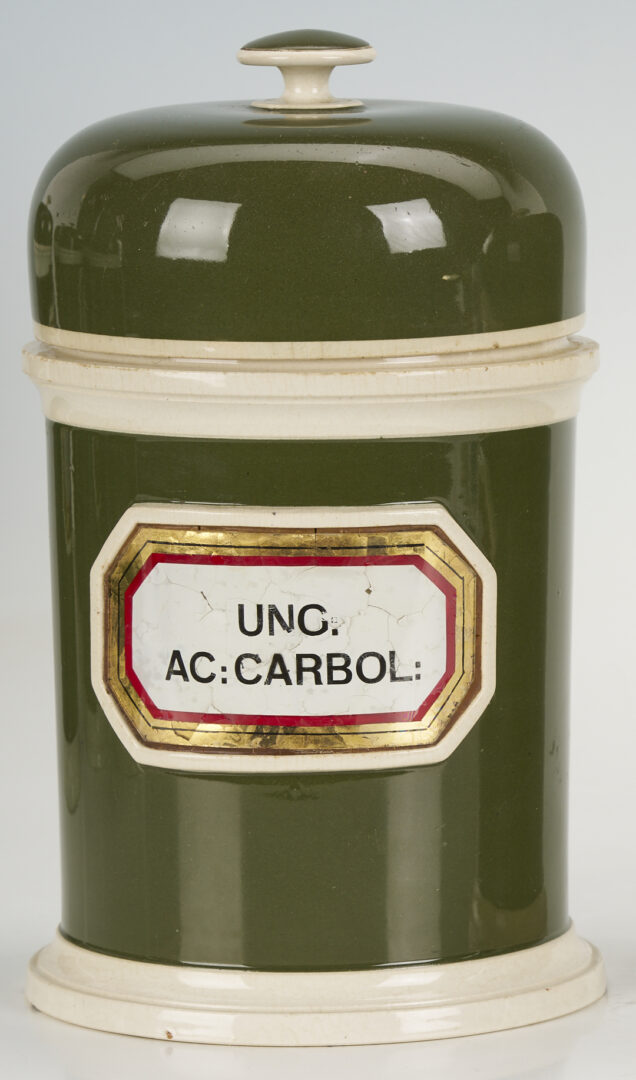 Lot 392: 11 Assembled English Green & Blue Apothecary Jars
