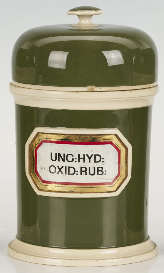 Lot 392: 11 Assembled English Green & Blue Apothecary Jars