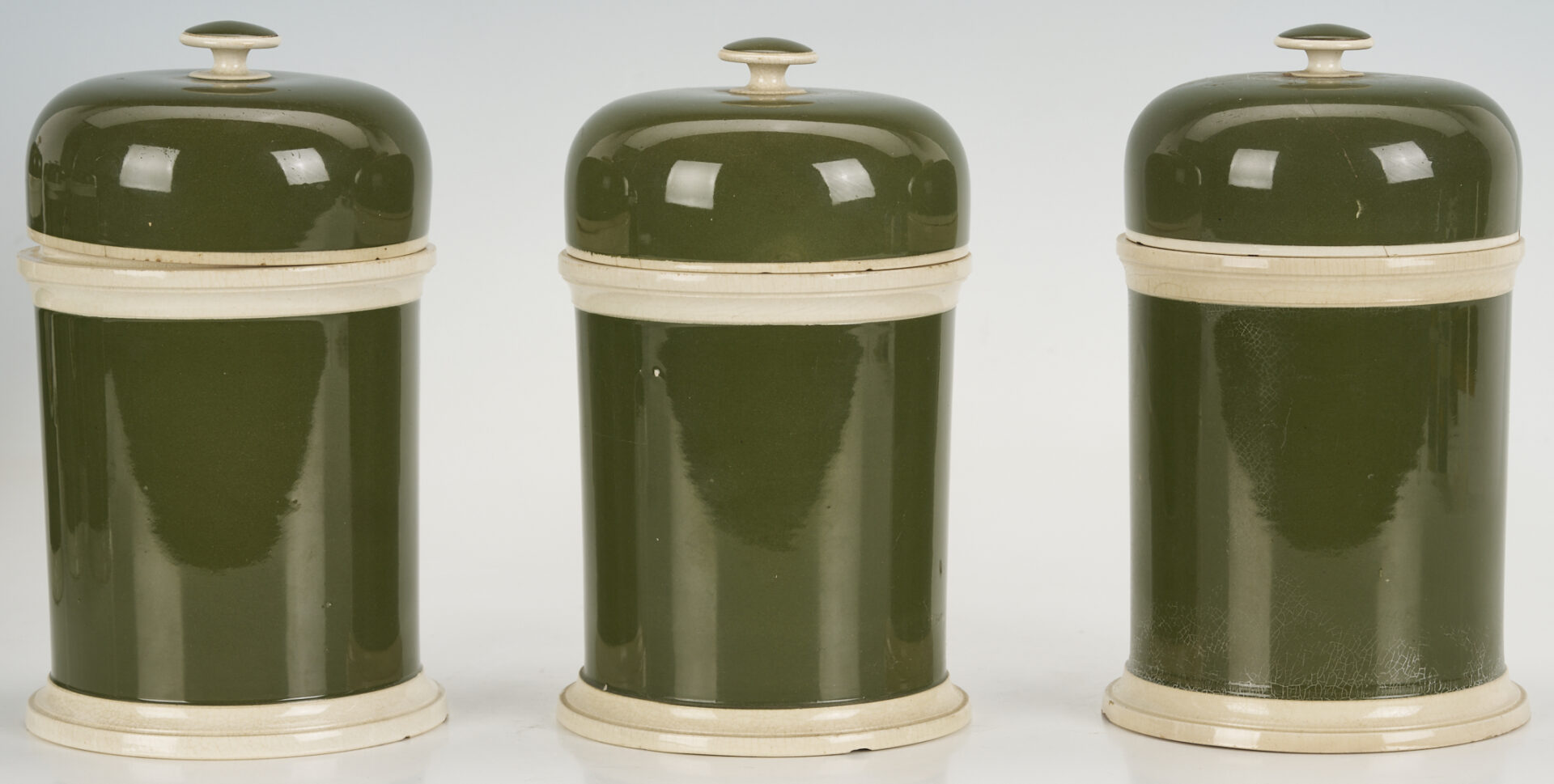 Lot 392: 11 Assembled English Green & Blue Apothecary Jars