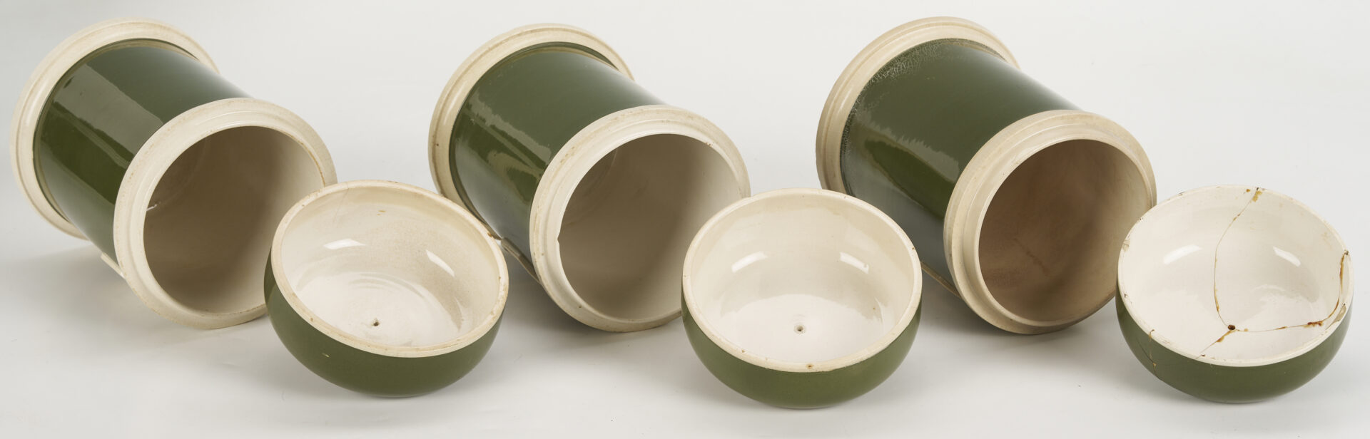 Lot 392: 11 Assembled English Green & Blue Apothecary Jars