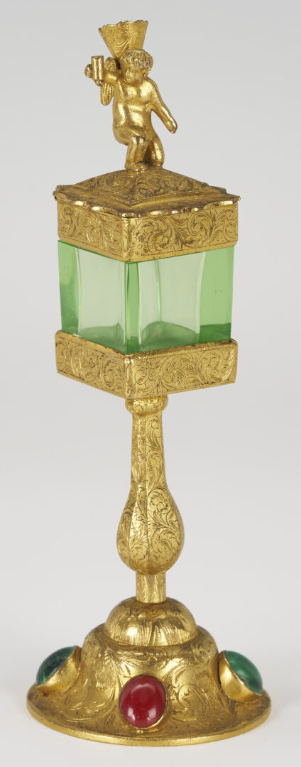 Lot 397: Continental Monstrance and Glass Vase, poss. Moser