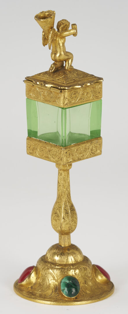 Lot 397: Continental Monstrance and Glass Vase, poss. Moser