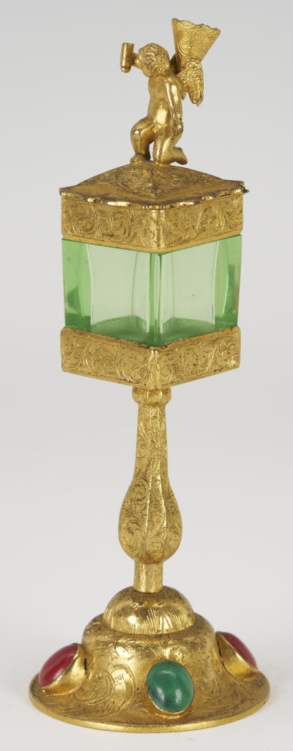 Lot 397: Continental Monstrance and Glass Vase, poss. Moser