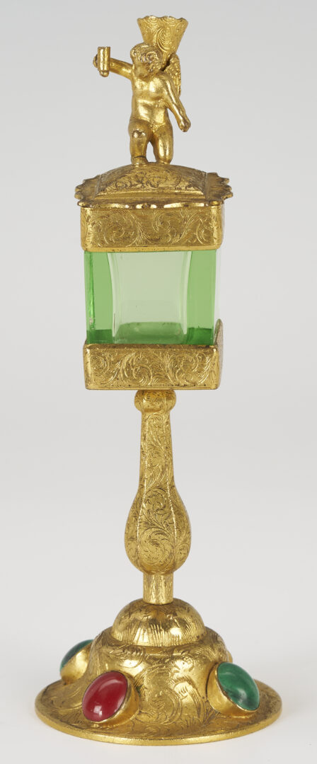 Lot 397: Continental Monstrance and Glass Vase, poss. Moser
