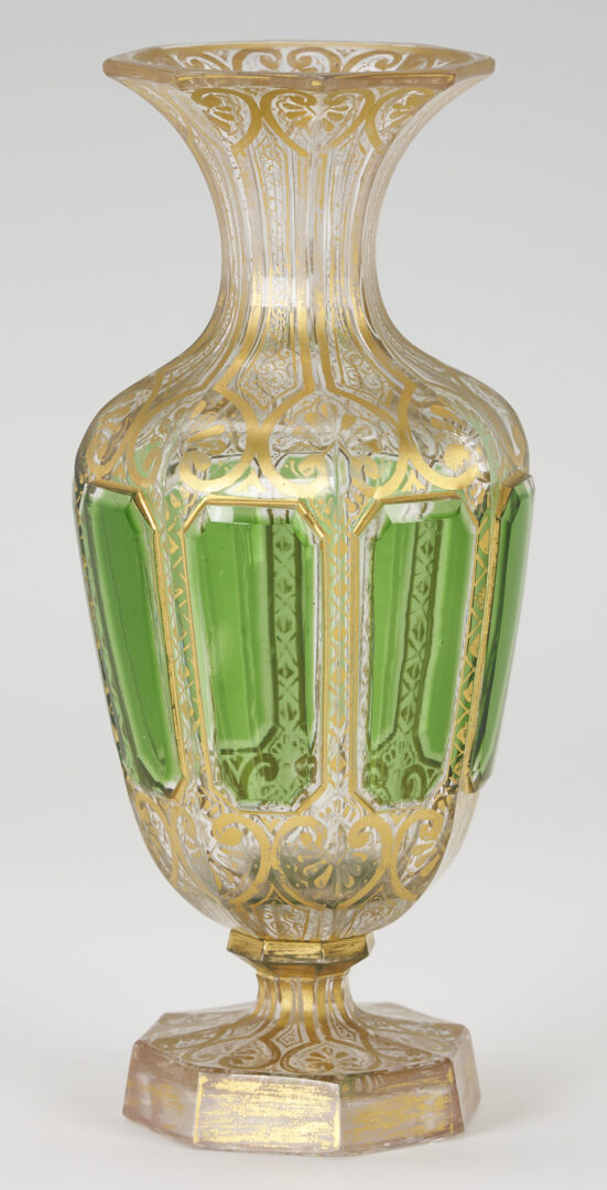Lot 397: Continental Monstrance and Glass Vase, poss. Moser