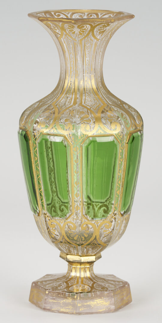 Lot 397: Continental Monstrance and Glass Vase, poss. Moser