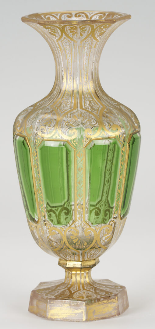 Lot 397: Continental Monstrance and Glass Vase, poss. Moser