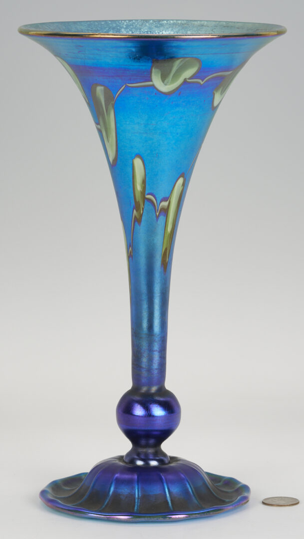 Lot 399: Tiffany Favrile Art Glass Trumpet Vase