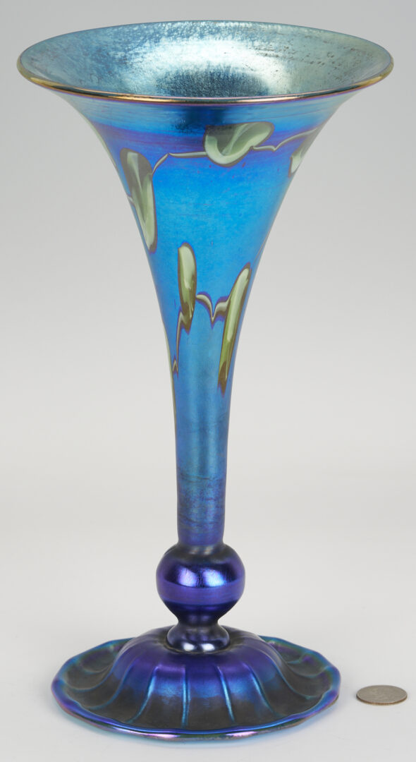 Lot 399: Tiffany Favrile Art Glass Trumpet Vase