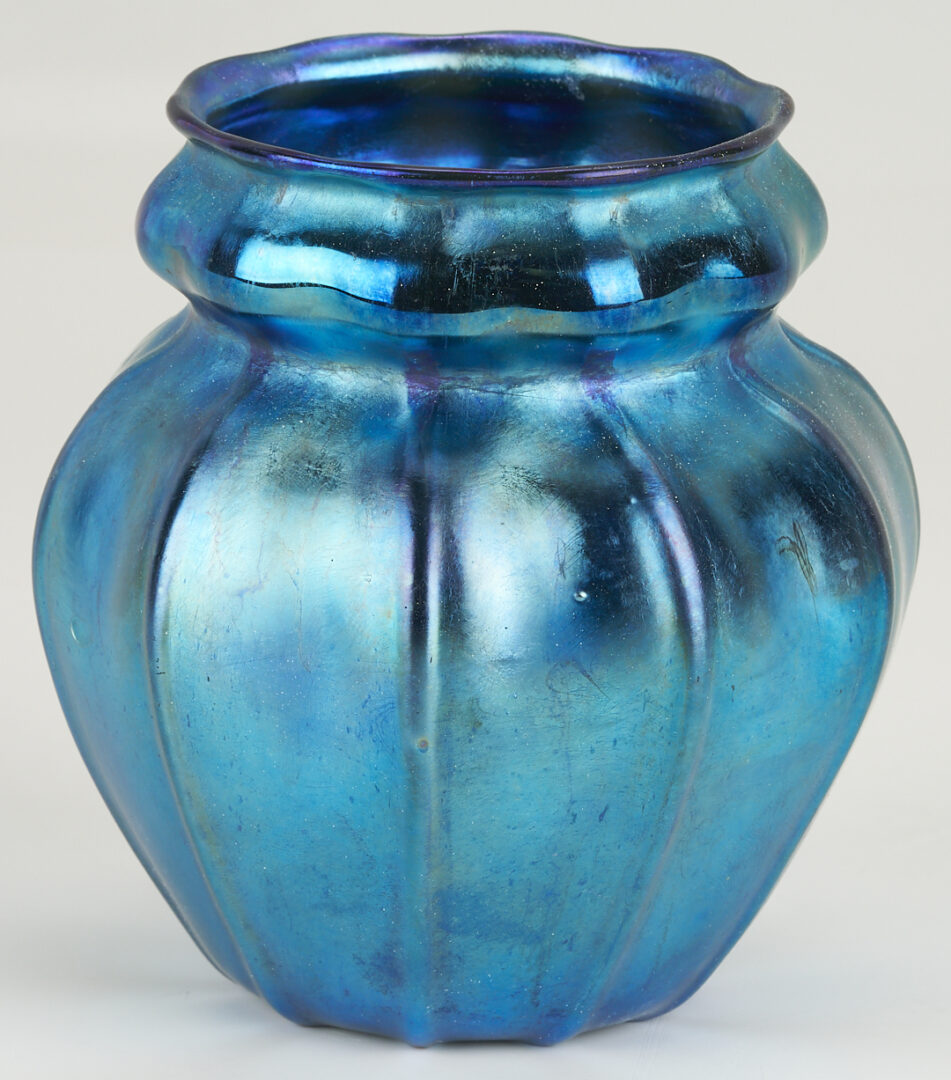Lot 402: Tiffany Favrile Blue Glass Vase
