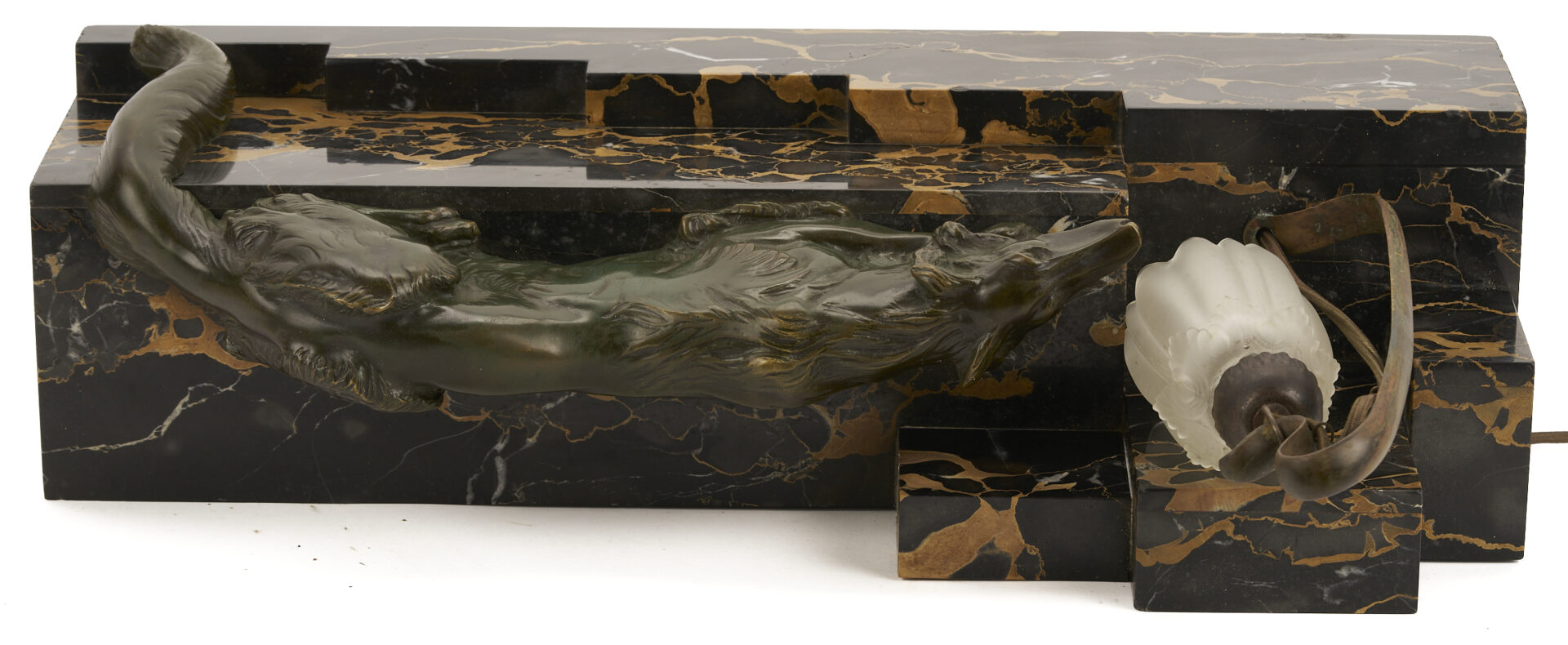 Lot 408: Art Deco Marble & Bronze Desk Lamp