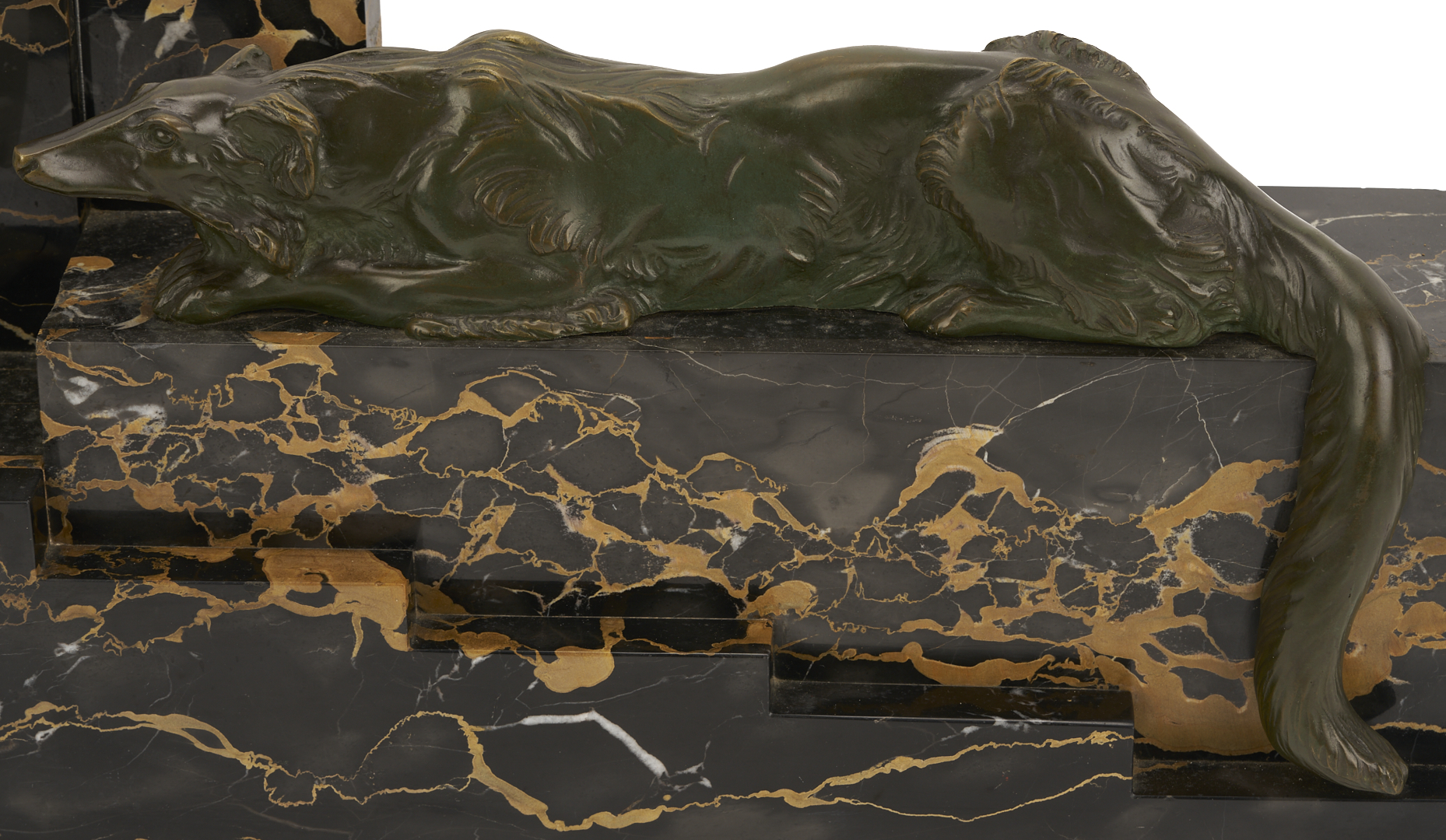 Lot 408: Art Deco Marble & Bronze Desk Lamp