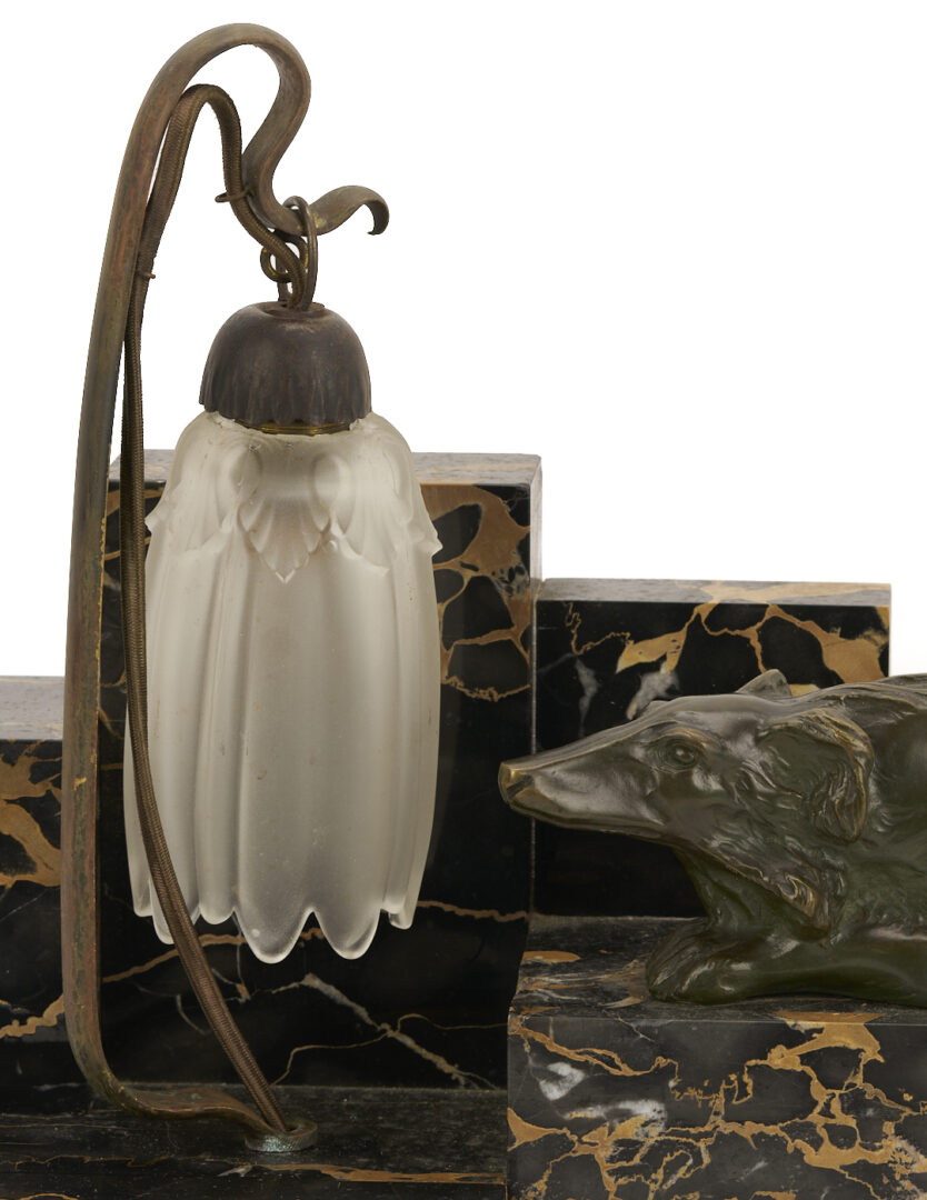 Lot 408: Art Deco Marble & Bronze Desk Lamp