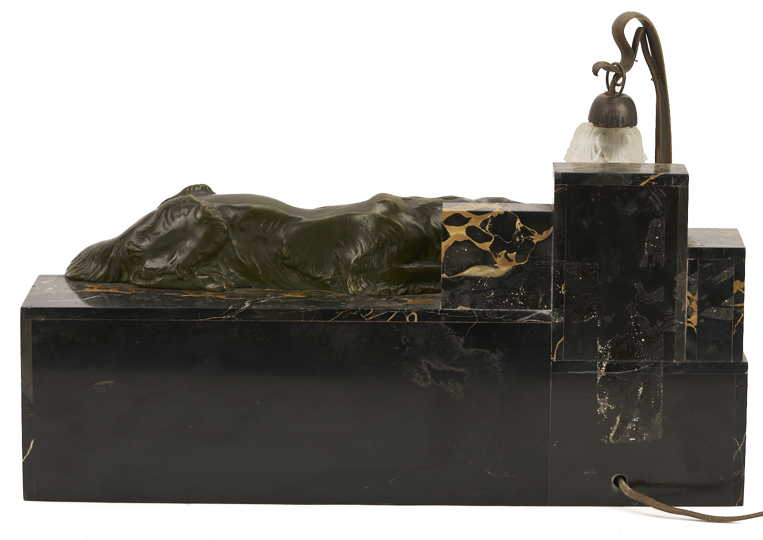 Lot 408: Art Deco Marble & Bronze Desk Lamp