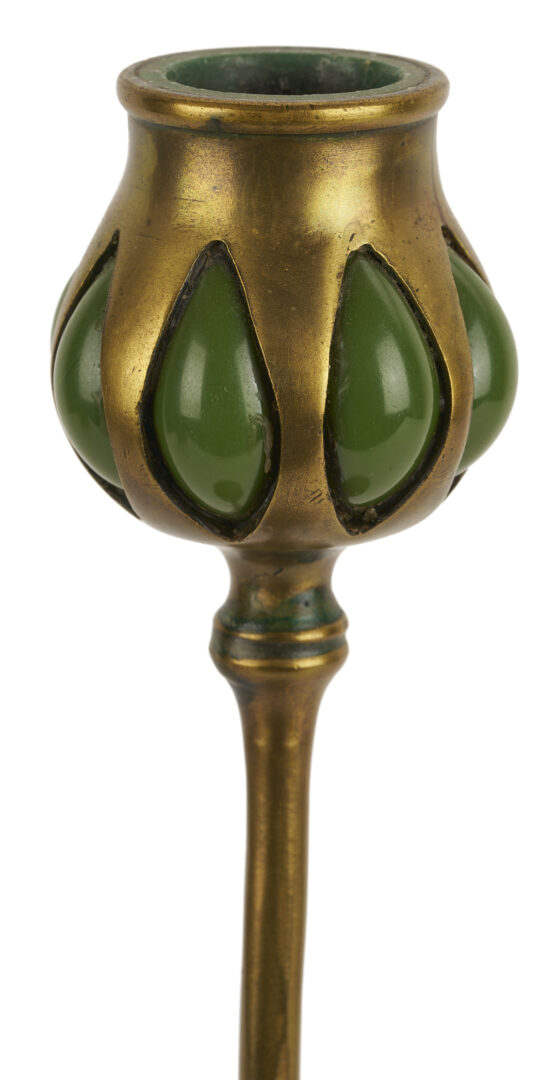 Lot 409: Tiffany Arts & Crafts Candlestick plus Letter Caddy