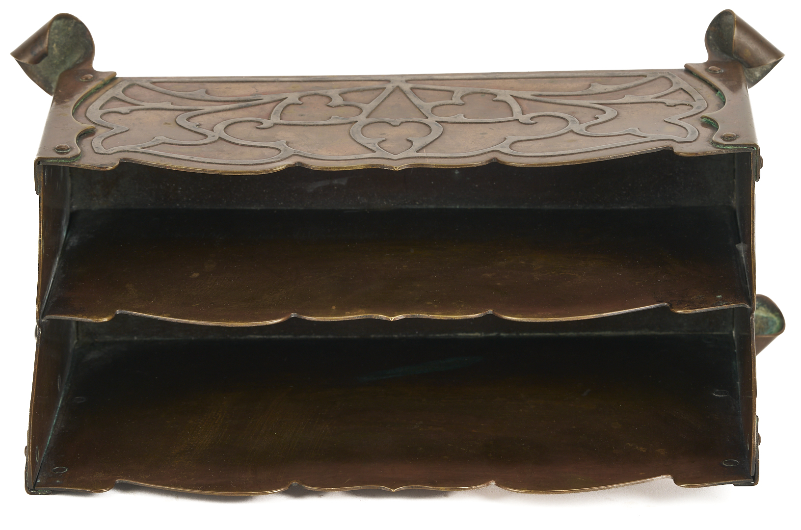 Lot 409: Tiffany Arts & Crafts Candlestick plus Letter Caddy