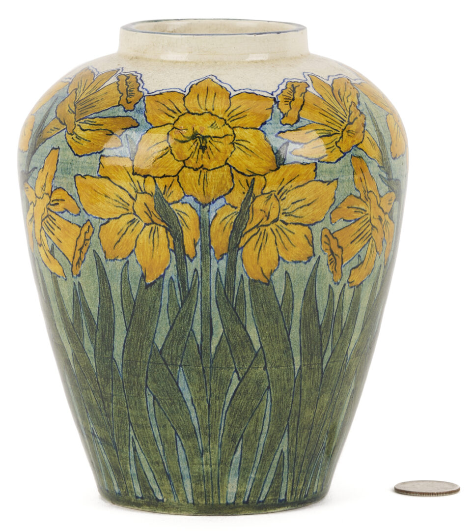 Lot 411: Exhibited Newcomb College Daffodil Vase, c. 1897