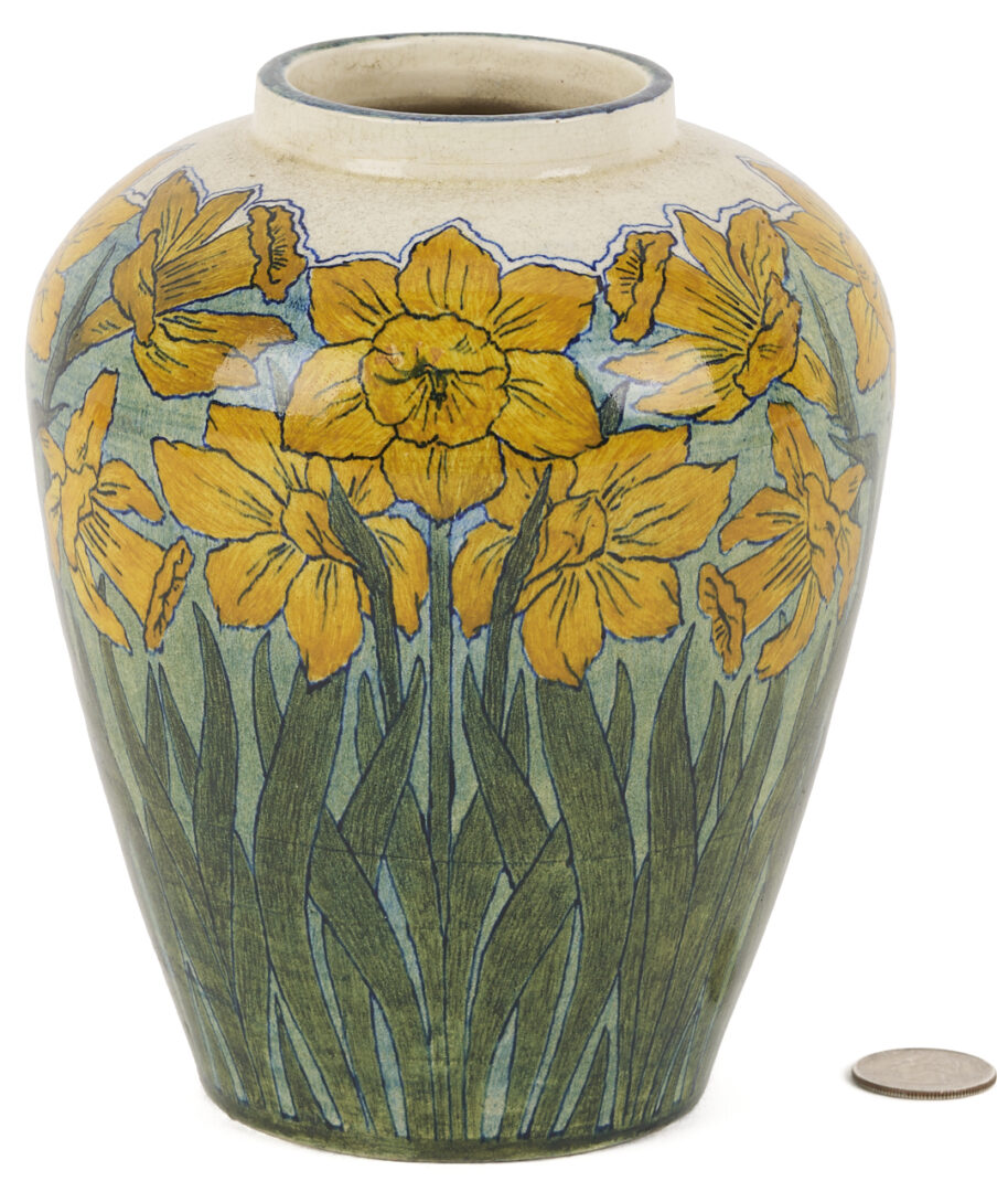 Lot 411: Exhibited Newcomb College Daffodil Vase, c. 1897