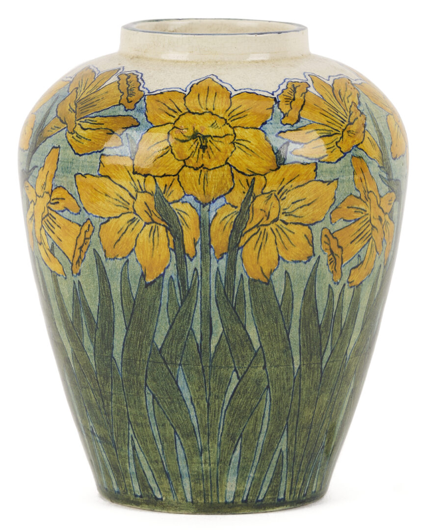 Lot 411: Exhibited Newcomb College Daffodil Vase, c. 1897