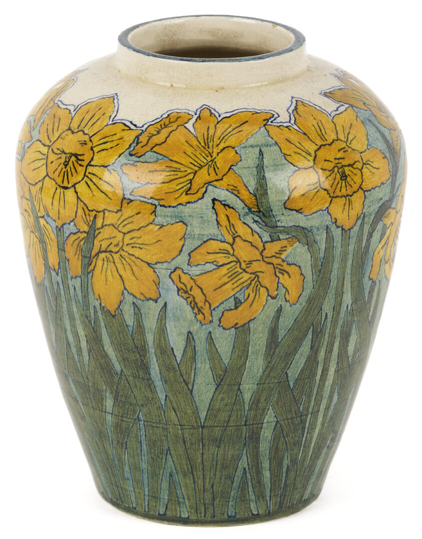 Lot 411: Exhibited Newcomb College Daffodil Vase, c. 1897