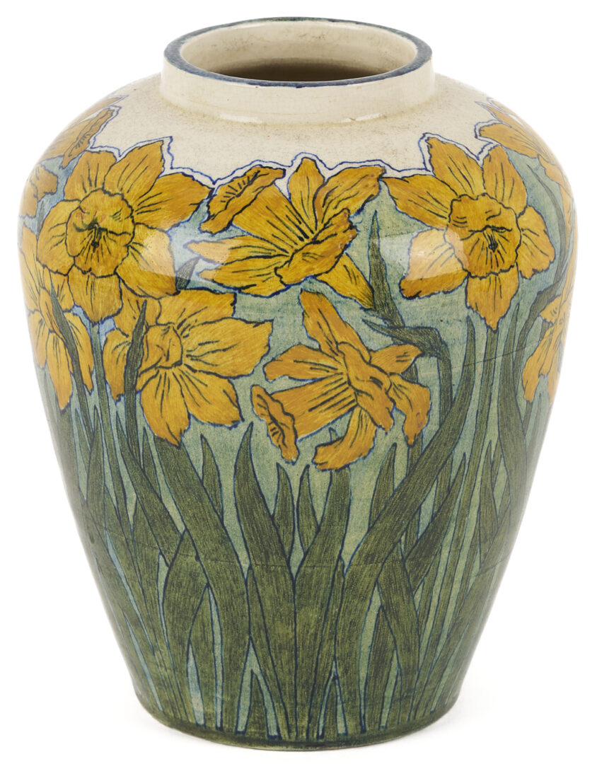 Lot 411: Exhibited Newcomb College Daffodil Vase, c. 1897