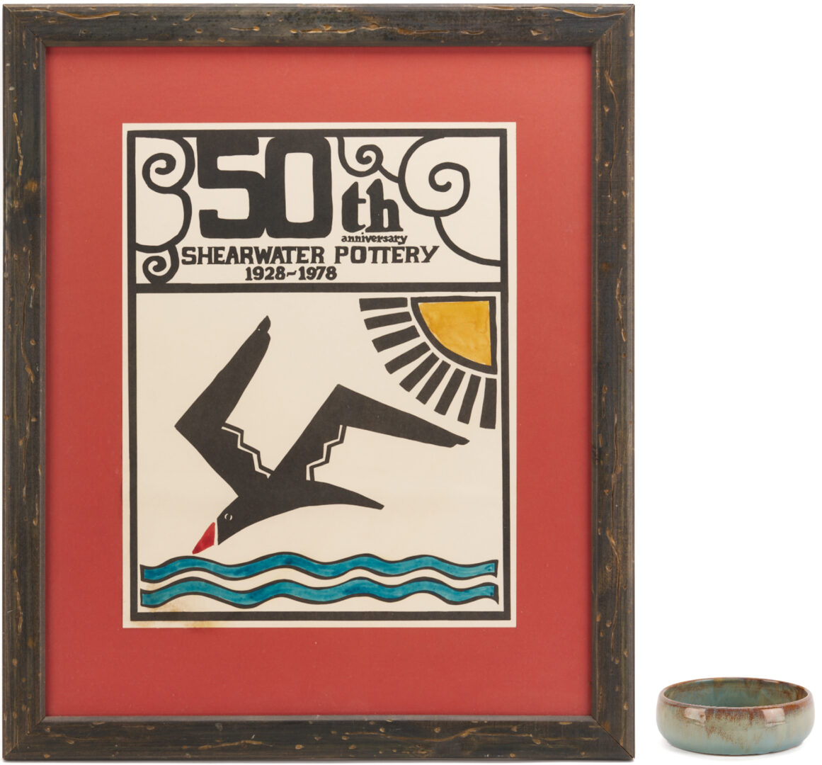 Lot 414: Walter Anderson Shearwater Pottery Bowl and Poster