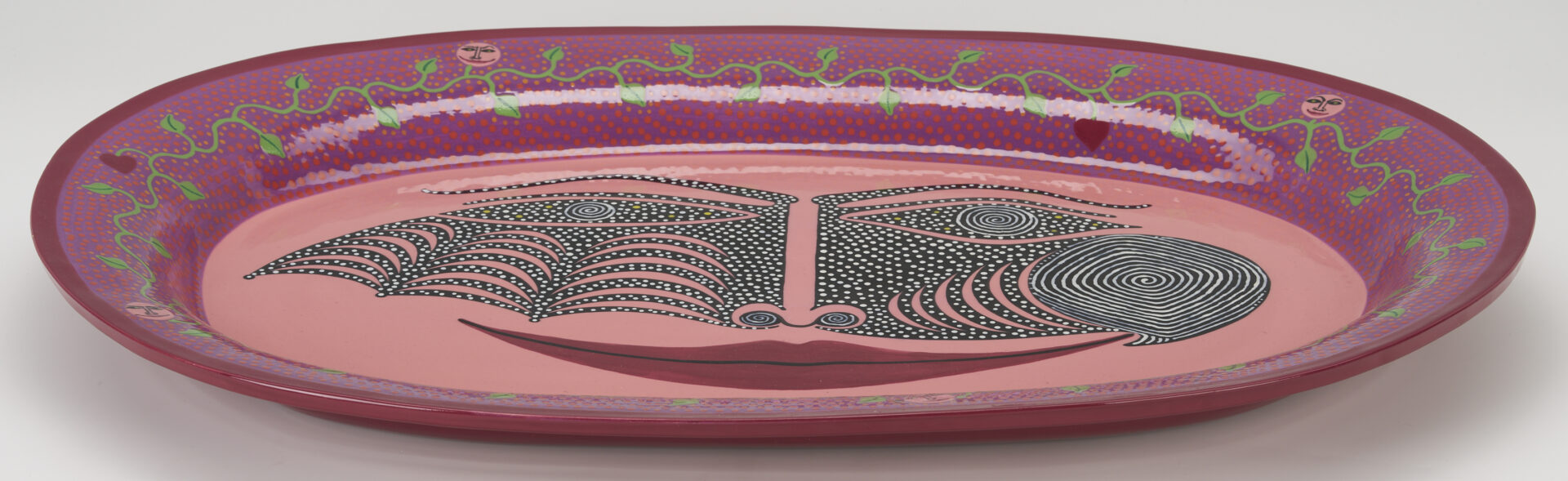 Lot 415: 4 Patrick Dougherty Polychrome Ceramic Wall Plaques
