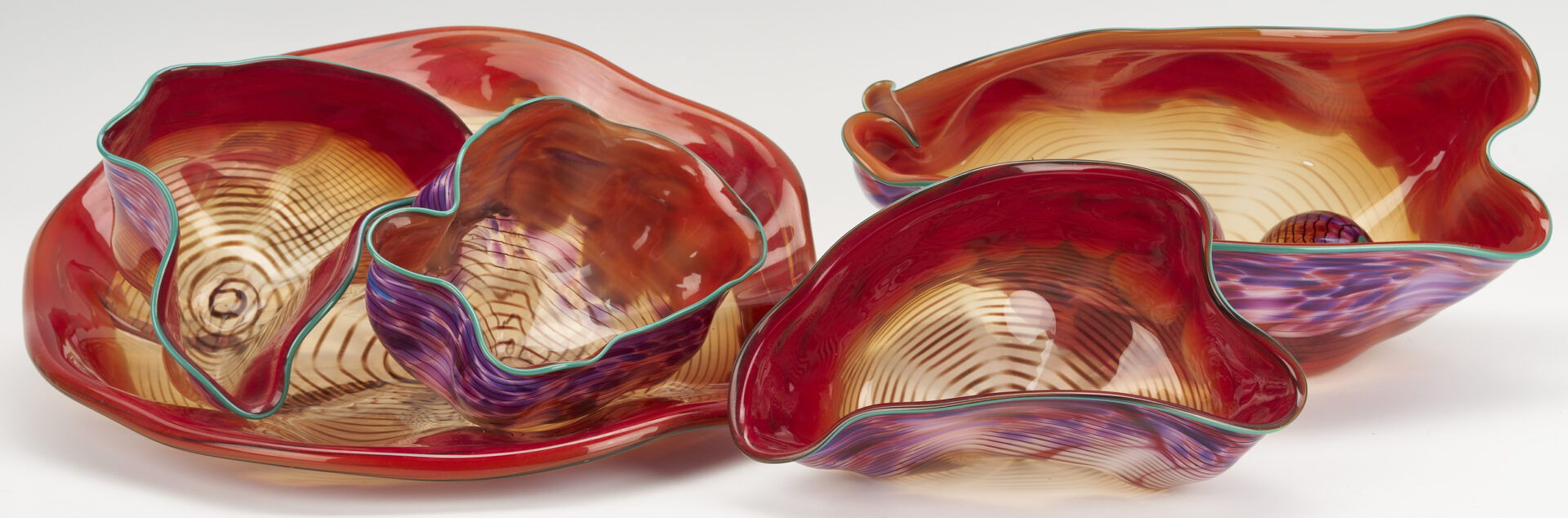 Lot 416: Dale Chihuly Vermillion Macchia Set, 1986, 7 pcs