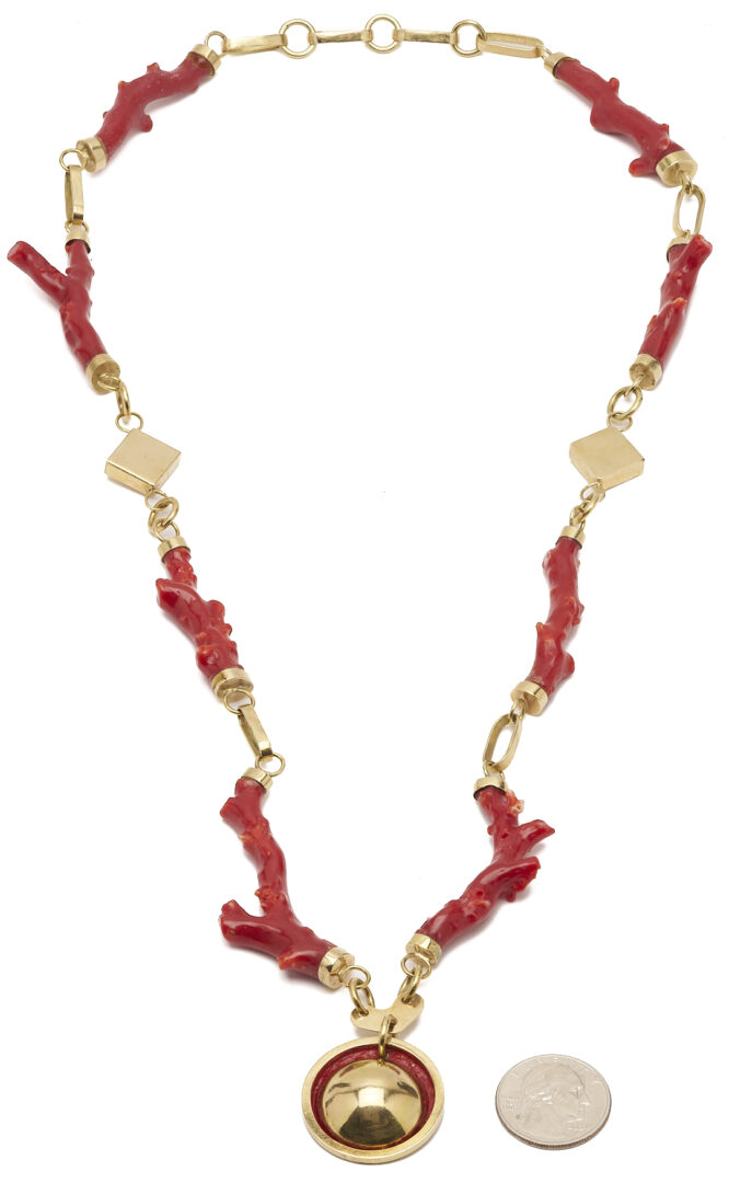 Lot 41: Handmade 14K & Red Branch Coral Necklace