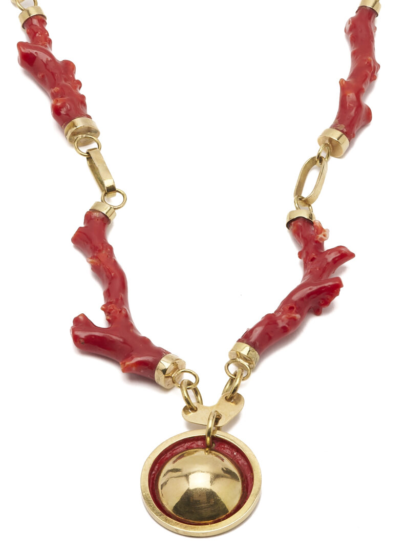 Lot 41: Handmade 14K & Red Branch Coral Necklace