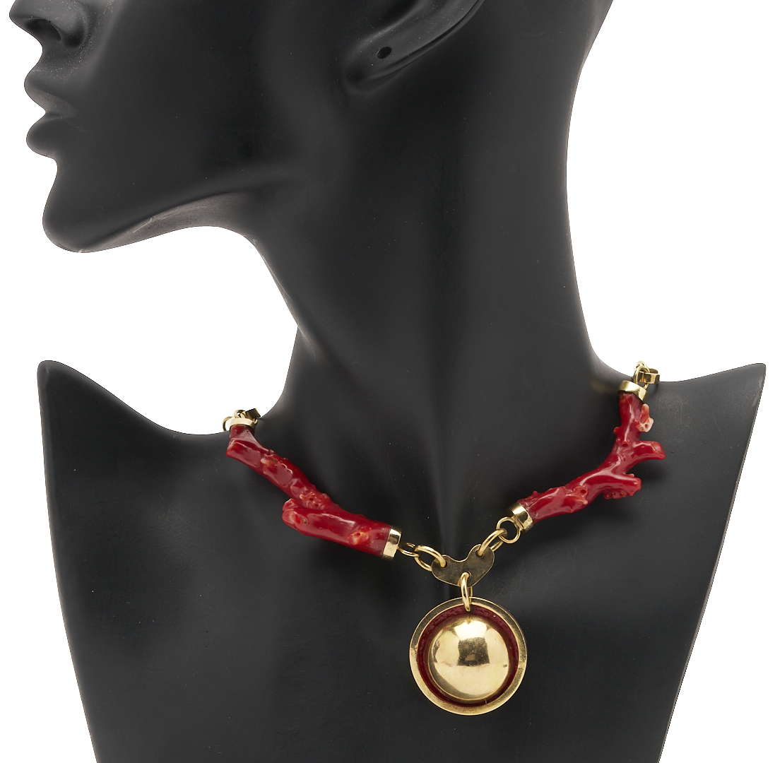 Lot 41: Handmade 14K & Red Branch Coral Necklace