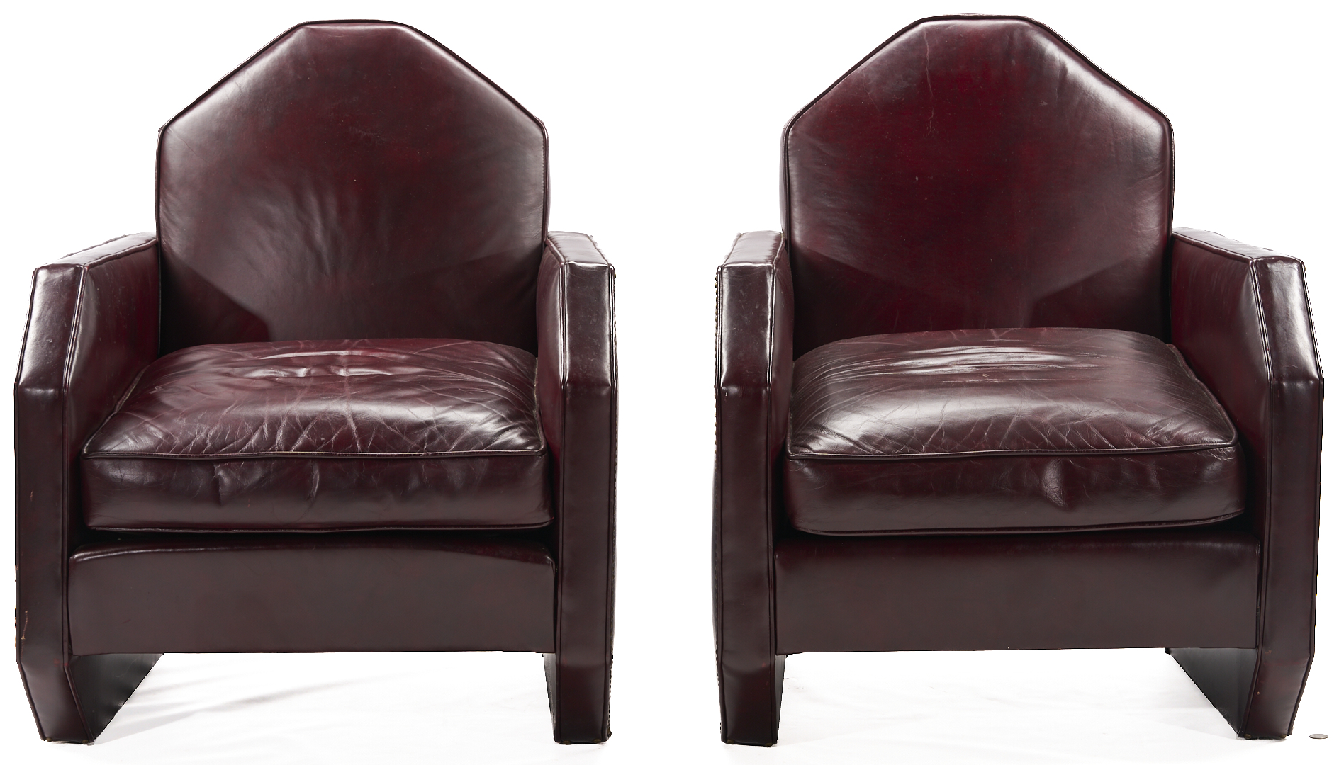 Lot 421: Pair French Art Deco Leather Club Chairs