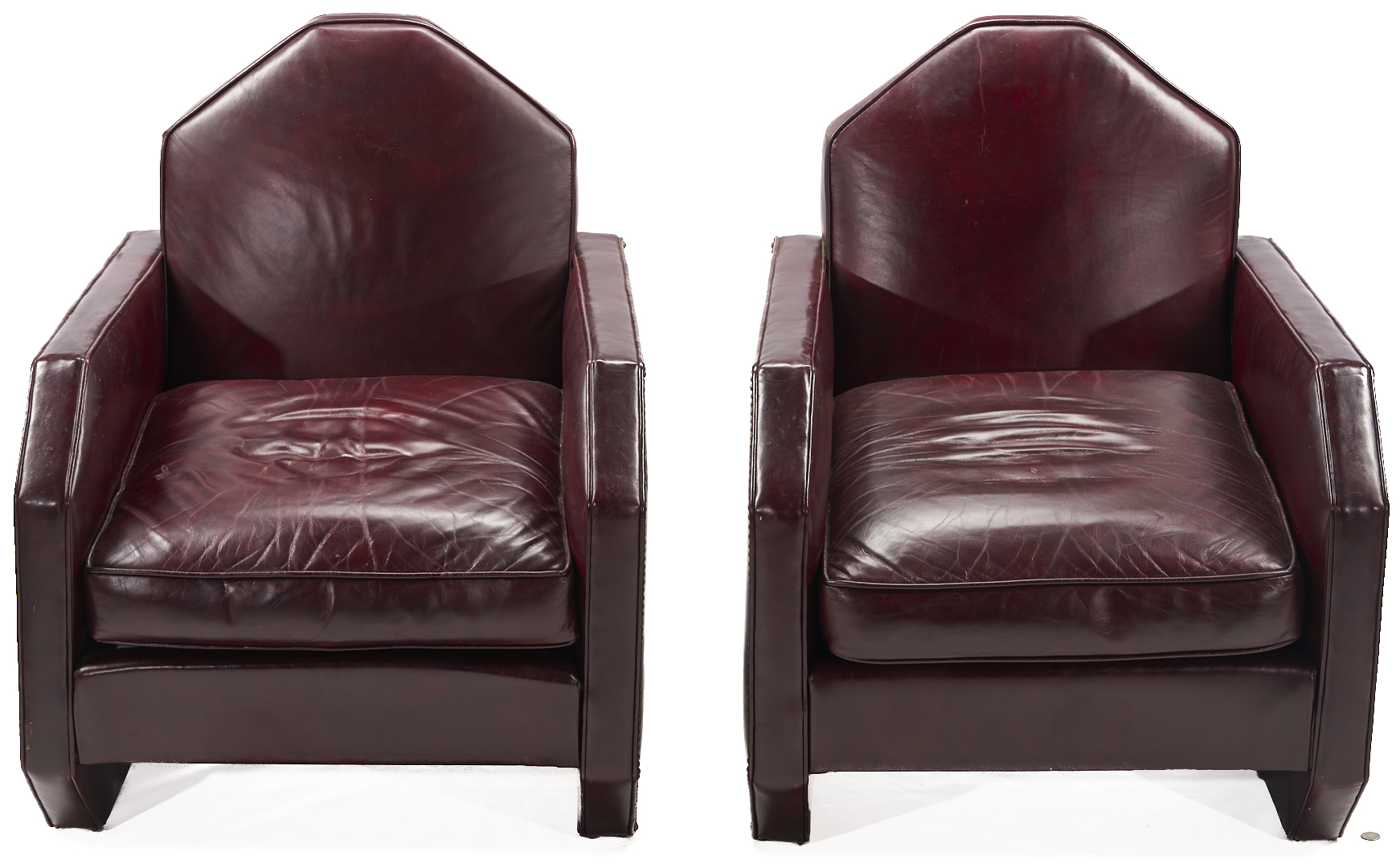 Lot 421: Pair French Art Deco Leather Club Chairs