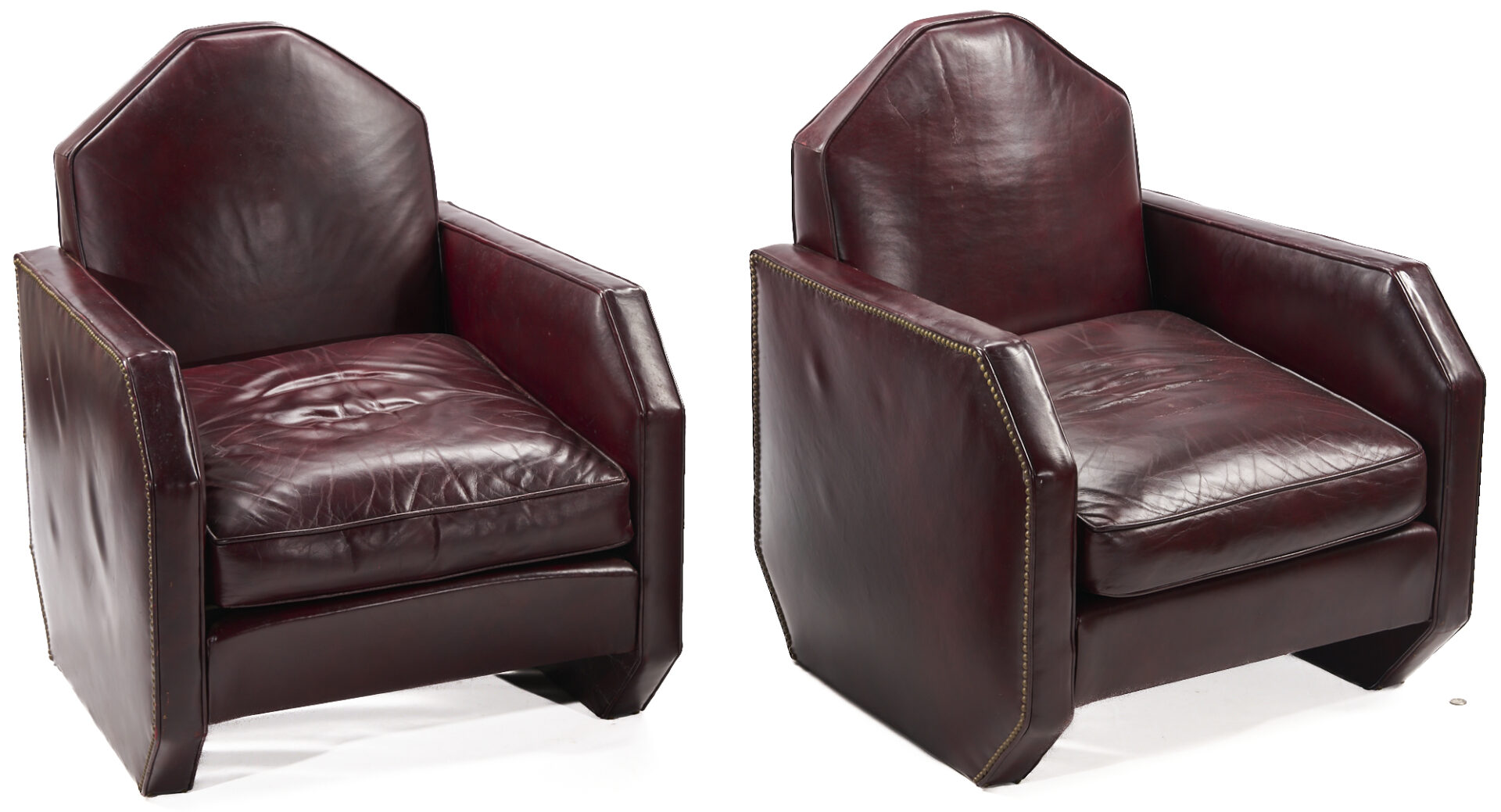 Lot 421: Pair French Art Deco Leather Club Chairs