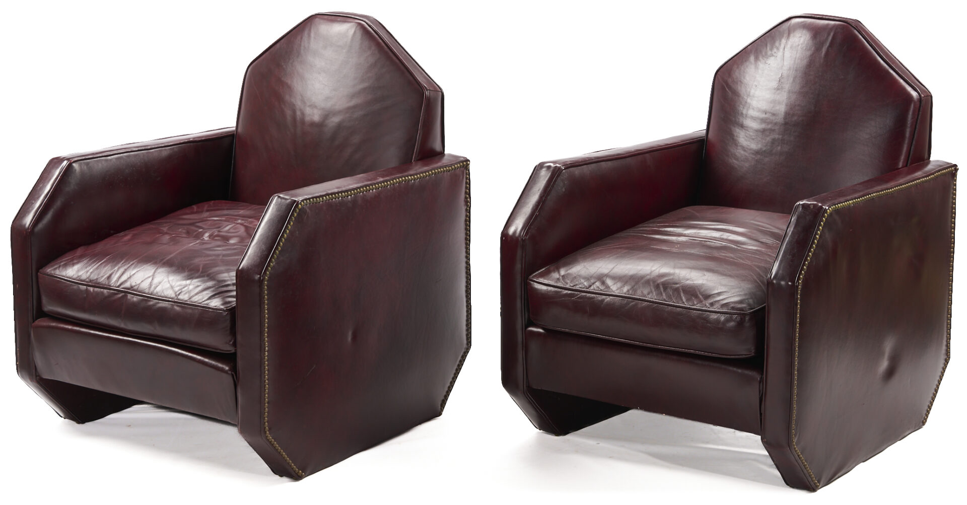 Lot 421: Pair French Art Deco Leather Club Chairs