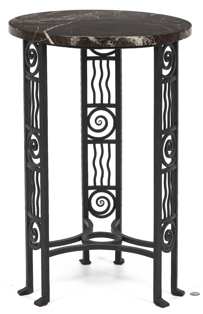 Lot 422: French Art Deco Hand Wrought Iron Table, poss. Edgar Brandt