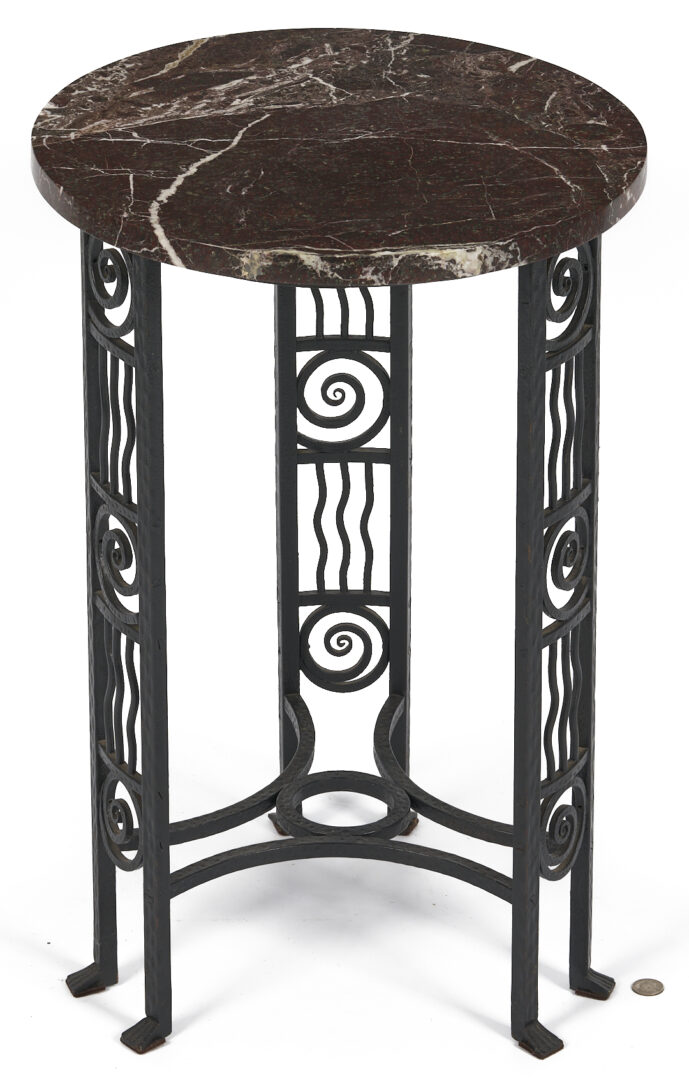 Lot 422: French Art Deco Hand Wrought Iron Table, poss. Edgar Brandt