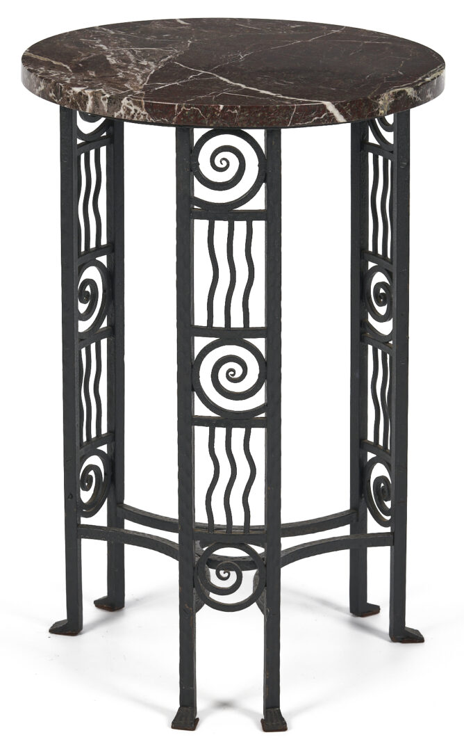 Lot 422: French Art Deco Hand Wrought Iron Table, poss. Edgar Brandt