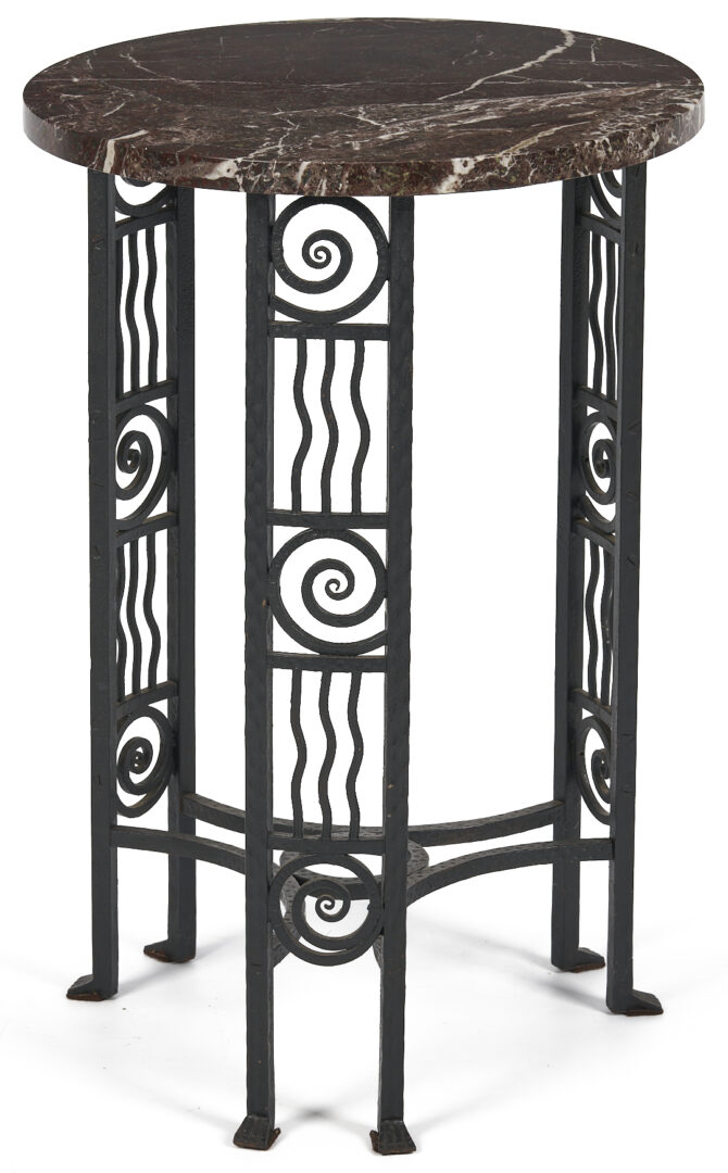 Lot 422: French Art Deco Hand Wrought Iron Table, poss. Edgar Brandt