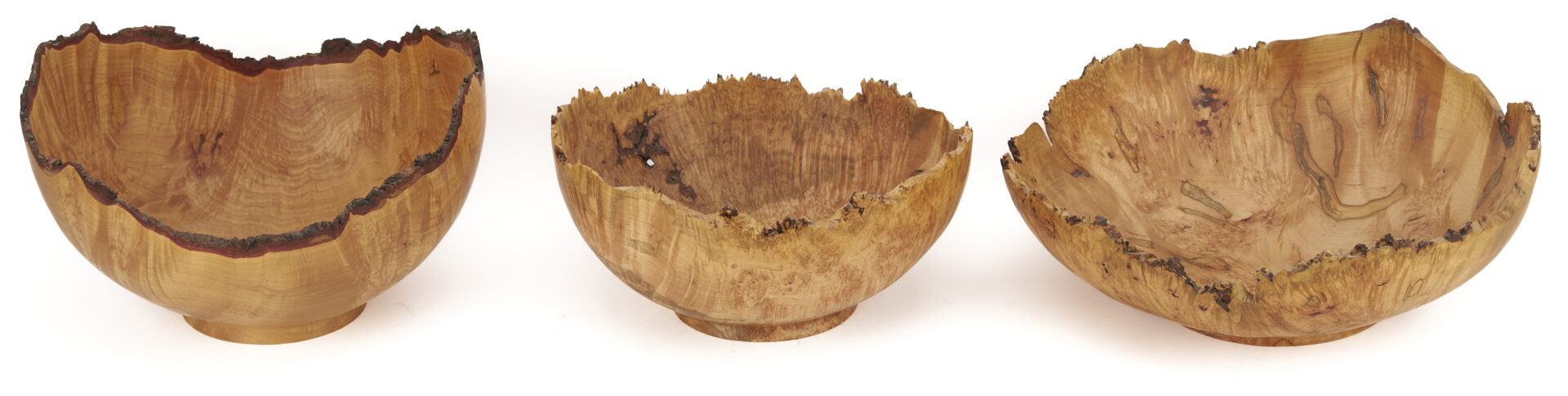 Lot 425: 5 Steve Noggle Signed Burl Bowls, Figured Maple & Spalted Ambrosia